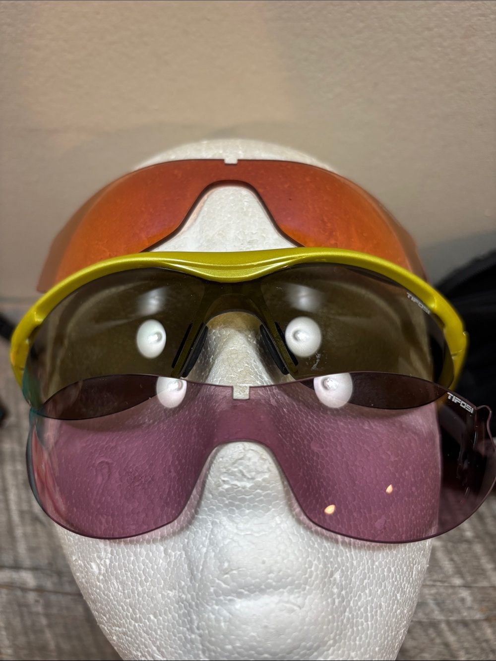 Tifosi Optics Interchangeable Visor Lenses in Orange and Plum